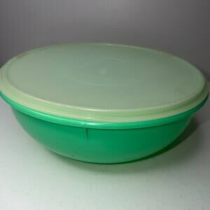 Vintage 12" Tupperware Fix N Mix Large Bowl 274-5 Green W/Tupperware Lid 224-9